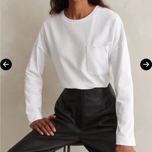 ME+EM Boxy White Long Sleeve Shirt with Pocket